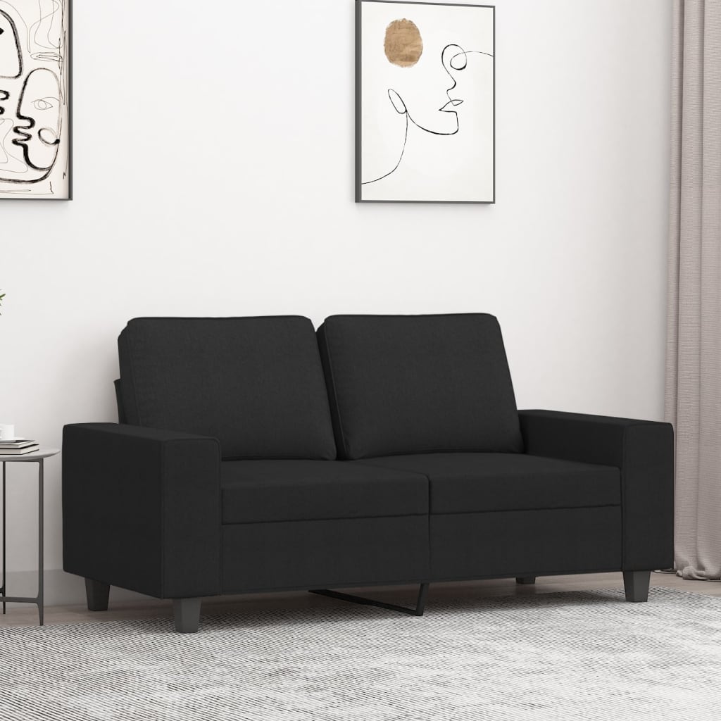 Tweezitsbank 120 cm stof zwart