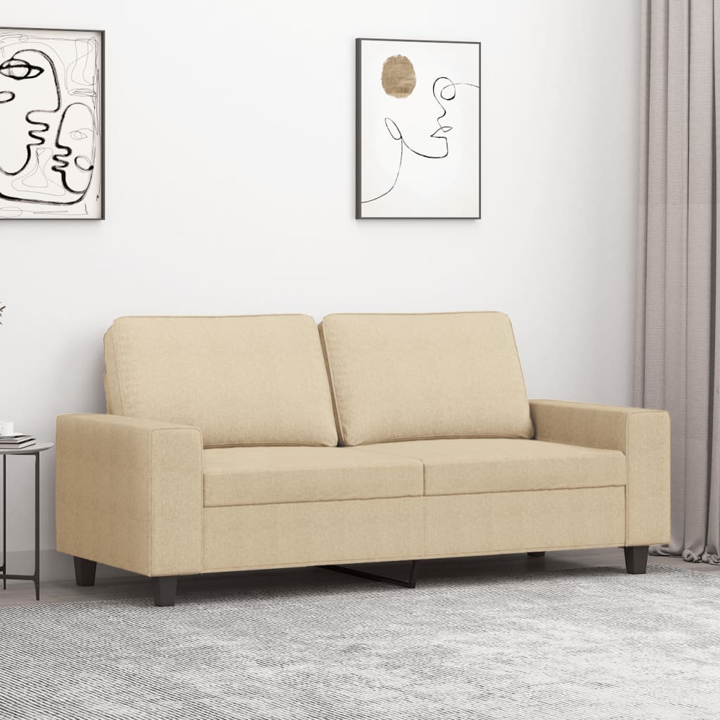 Tweezitsbank 140 cm stof crèmekleurig