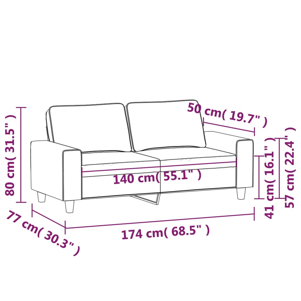 Tweezitsbank 140 cm stof wijnrood