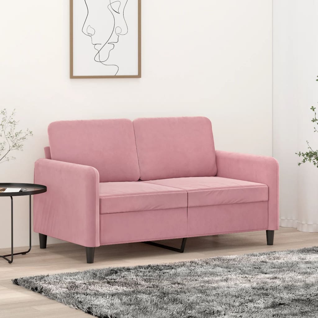 Tweezitsbank 120 cm fluweel roze
