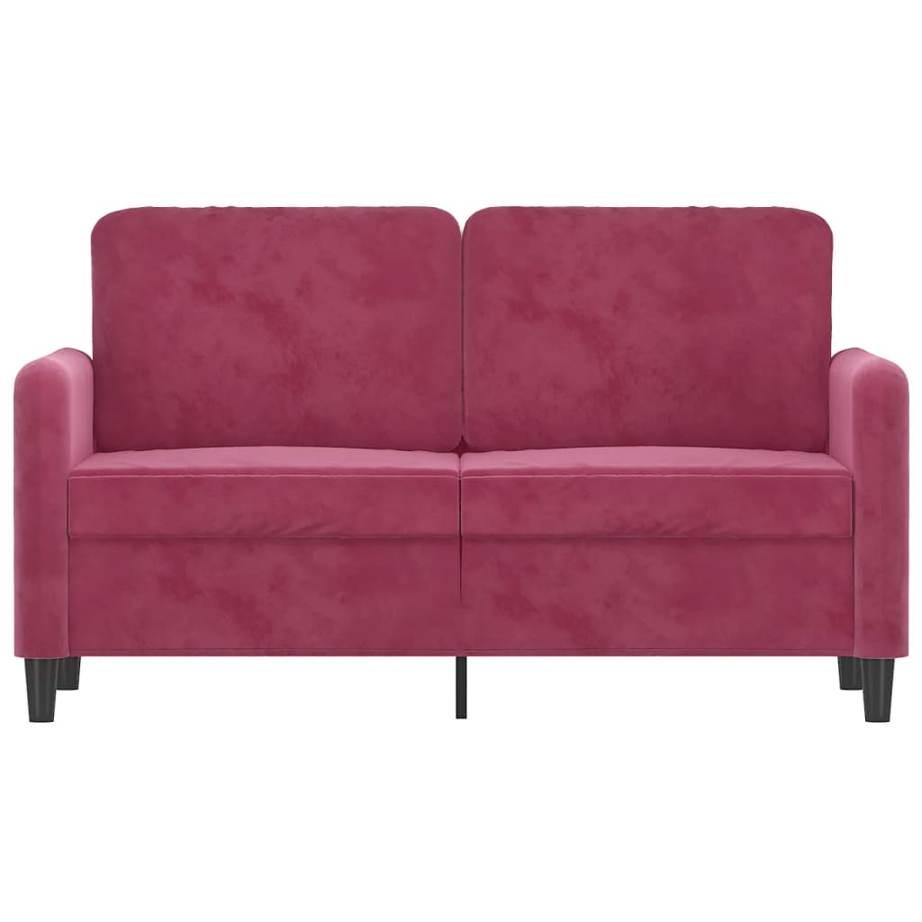 Tweezitsbank 120 cm fluweel wijnrood