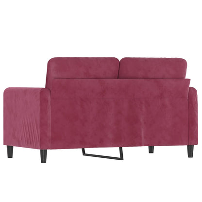 Tweezitsbank 120 cm fluweel wijnrood