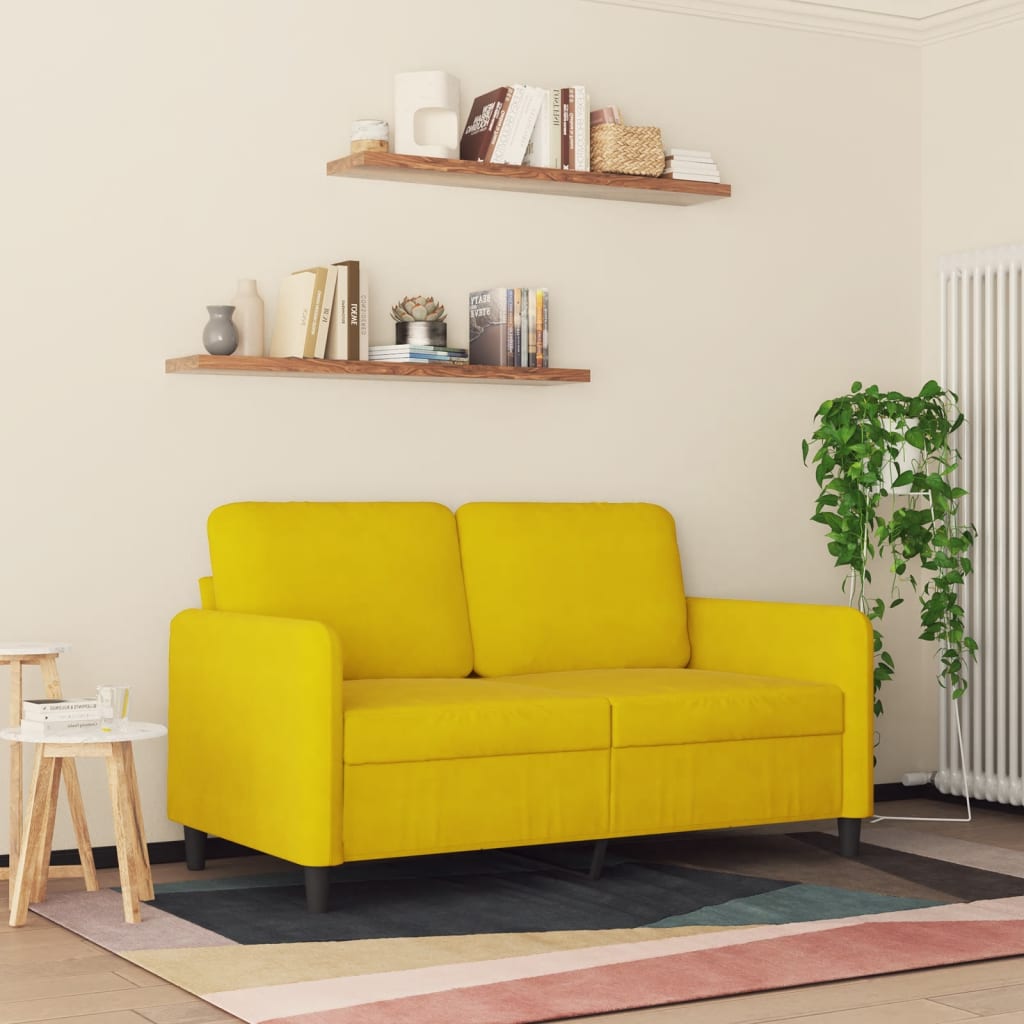 Tweezitsbank 120 cm fluweel geel