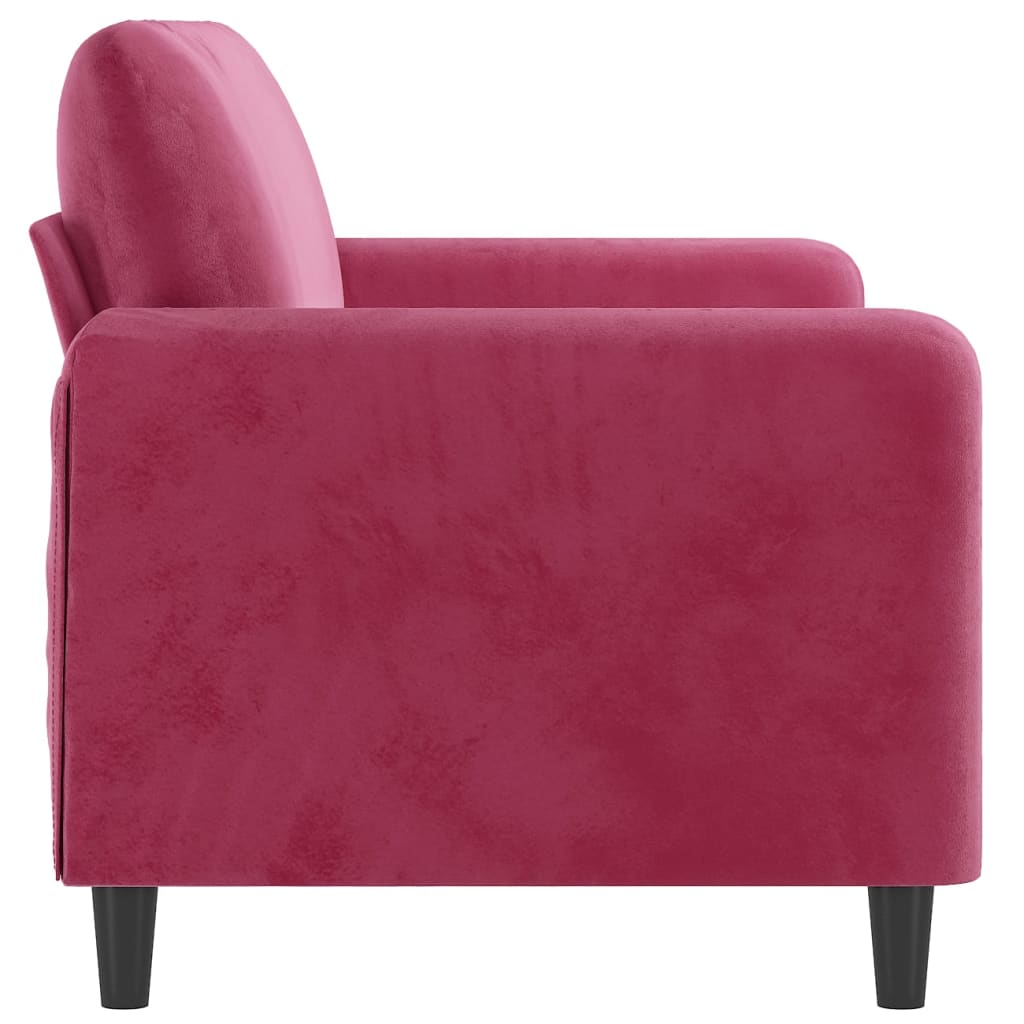 Tweezitsbank 140 cm fluweel wijnrood