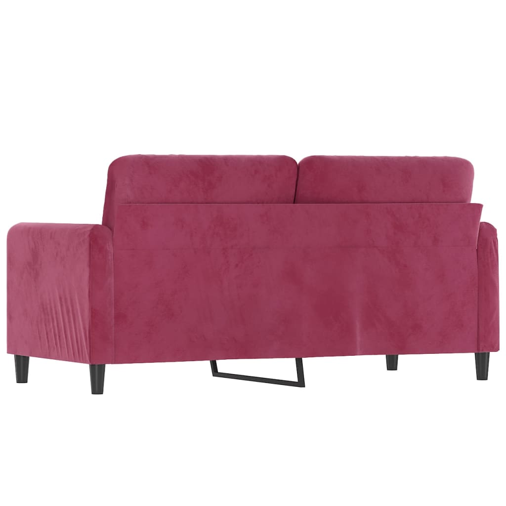 Tweezitsbank 140 cm fluweel wijnrood