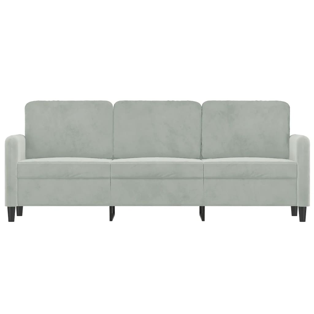 Driezitsbank 180 cm fluweel lichtgrijs