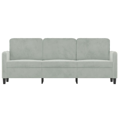 Driezitsbank 180 cm fluweel lichtgrijs