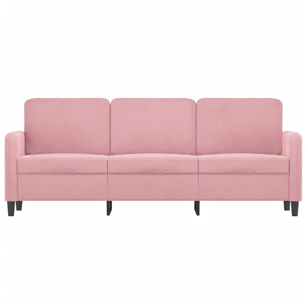 Driezitsbank 180 cm fluweel roze