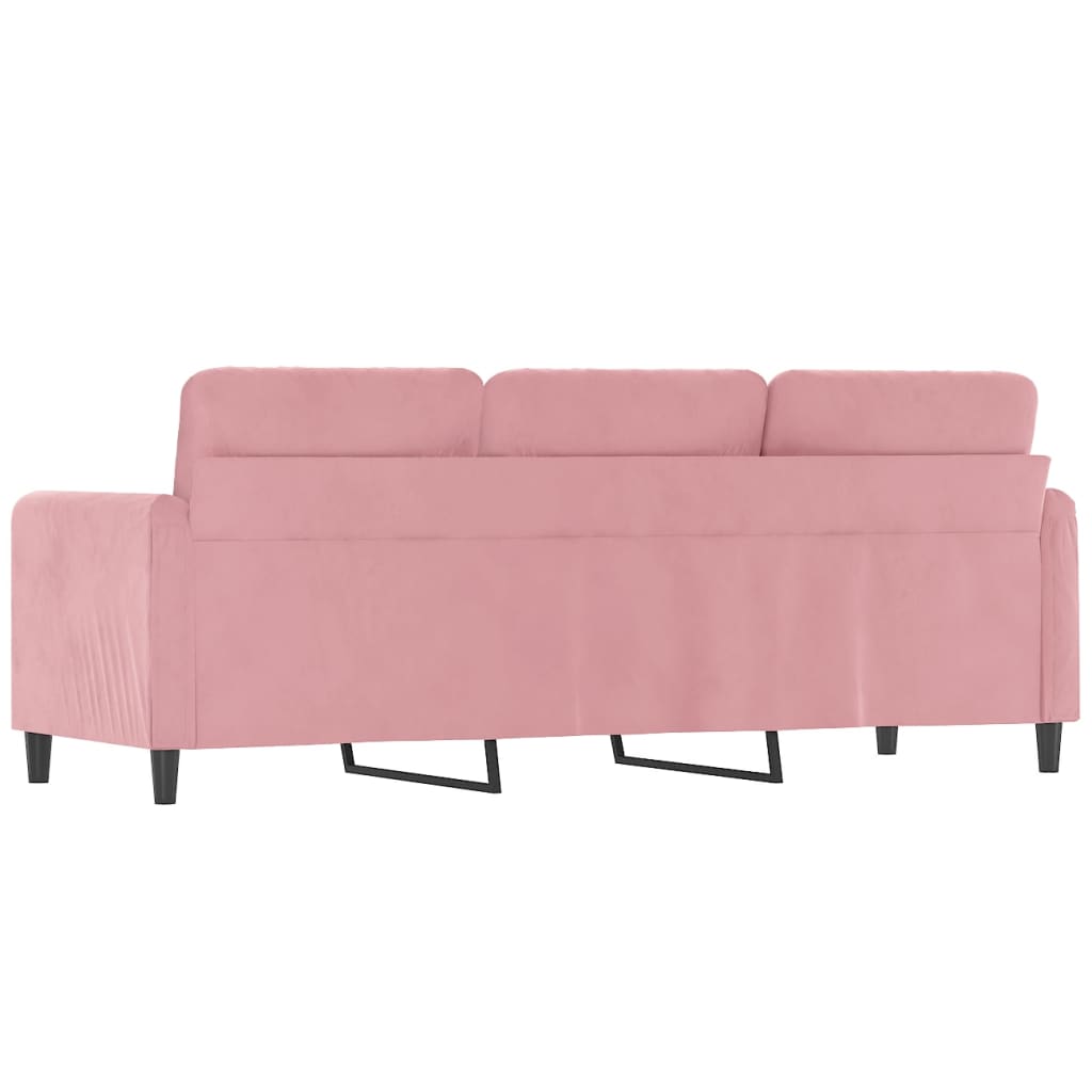Driezitsbank 180 cm fluweel roze