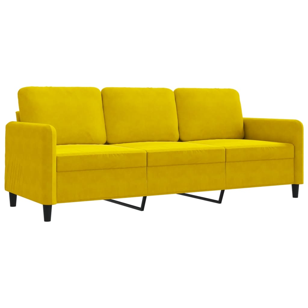 Driezitsbank 180 cm fluweel geel