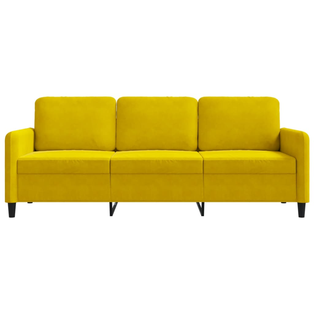 Driezitsbank 180 cm fluweel geel