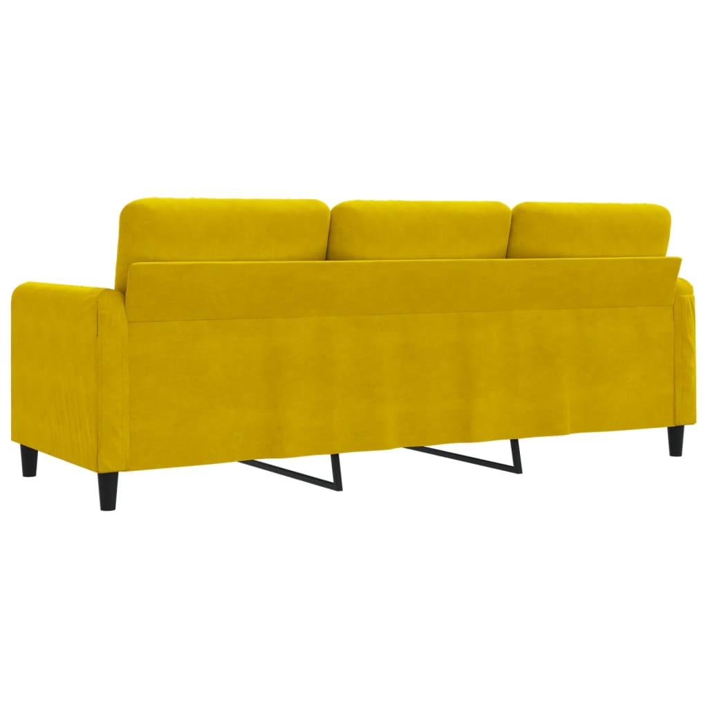 Driezitsbank 180 cm fluweel geel