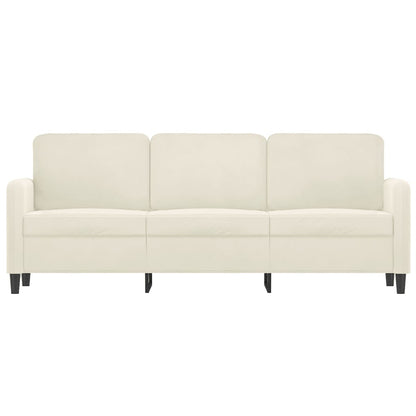 Driezitsbank 180 cm fluweel crèmekleurig