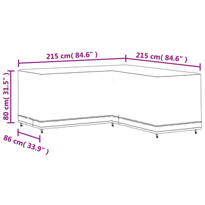 Tuinmeubelhoes L-vormig 420D 215x215x80 cm oxford zwart