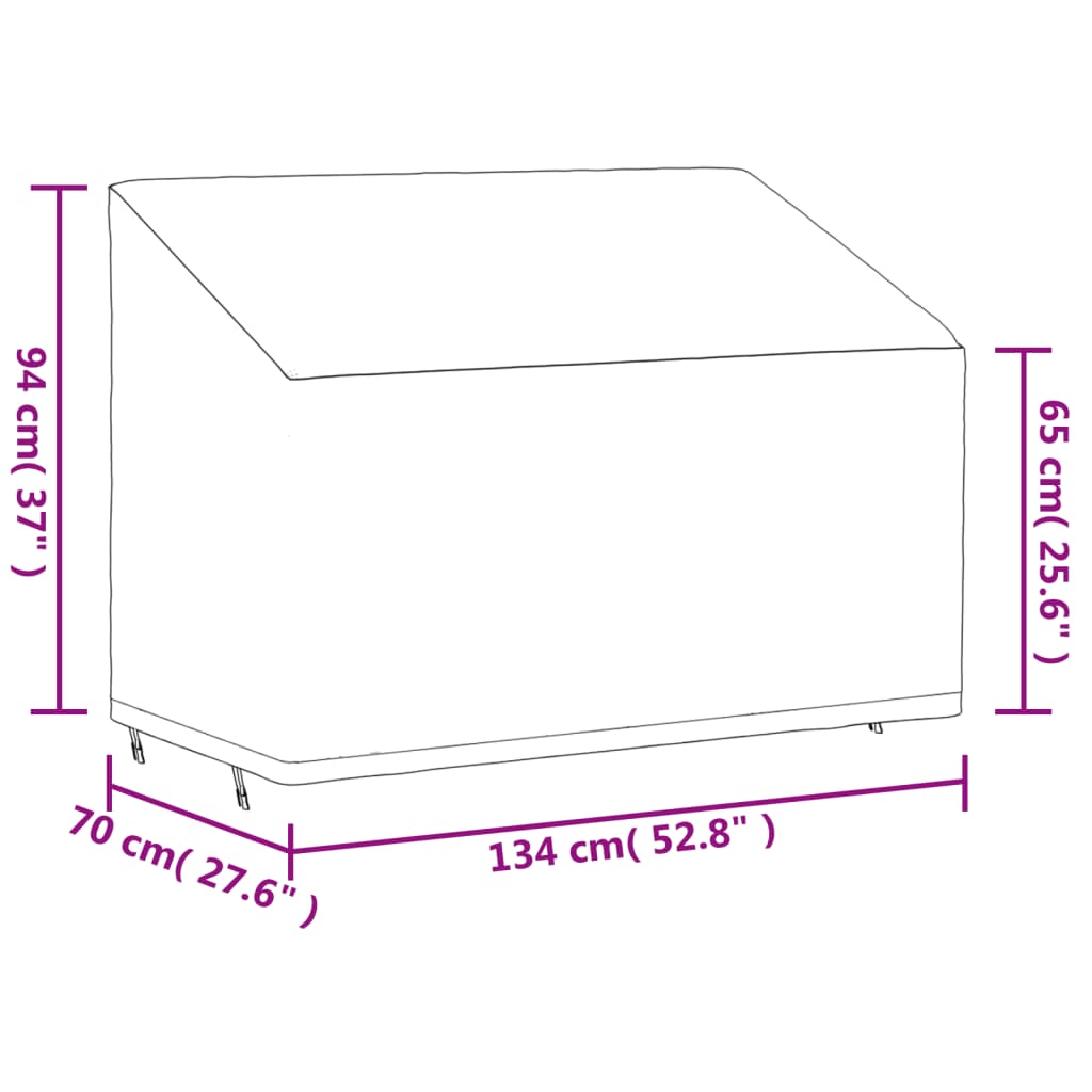 Tuinhoes 2-zitsbank 420D 134x70x65/94 cm oxford zwart