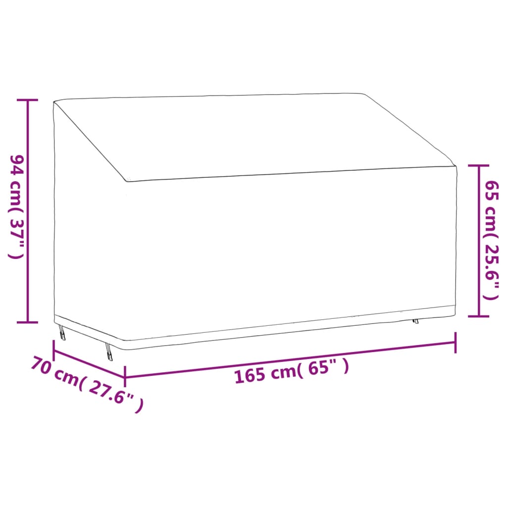 Tuinhoes 3-zitsbank 420D 165x70x65/94 cm oxford zwart