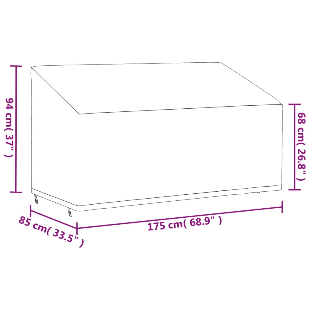 Tuinhoes 3-zitsbank 420D 175x85x68/94 cm oxford zwart