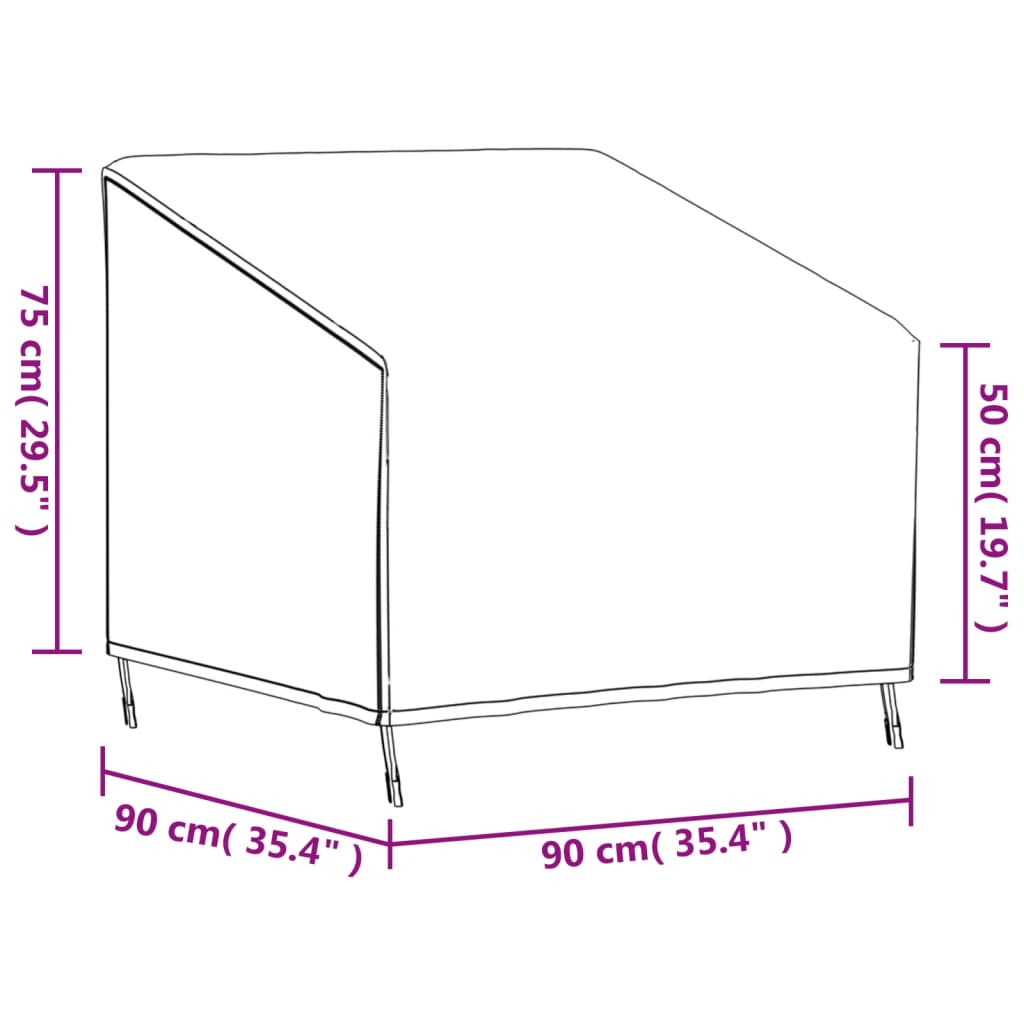 Tuinstoelhoes 90x90x50/75 cm 420D oxford zwart