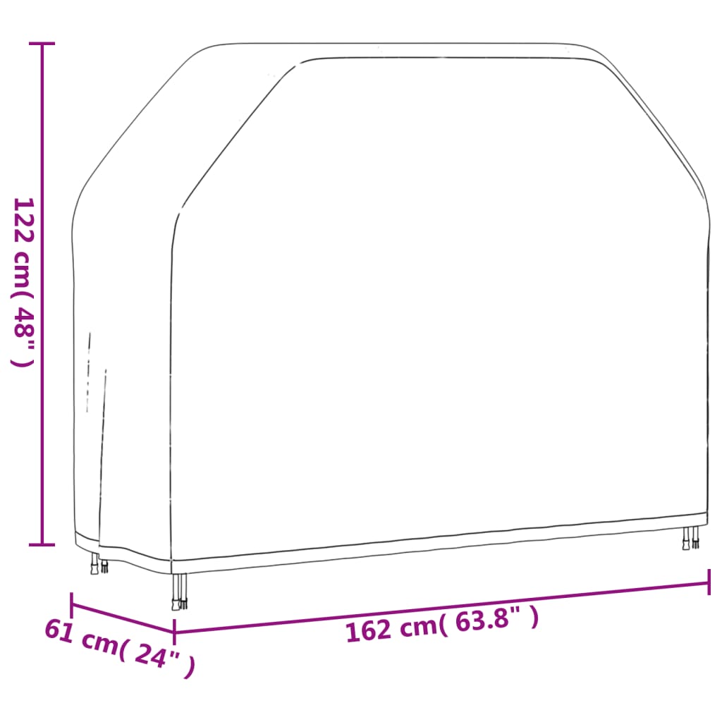 Barbecuehoes 162x61x122 cm 420D oxford zwart