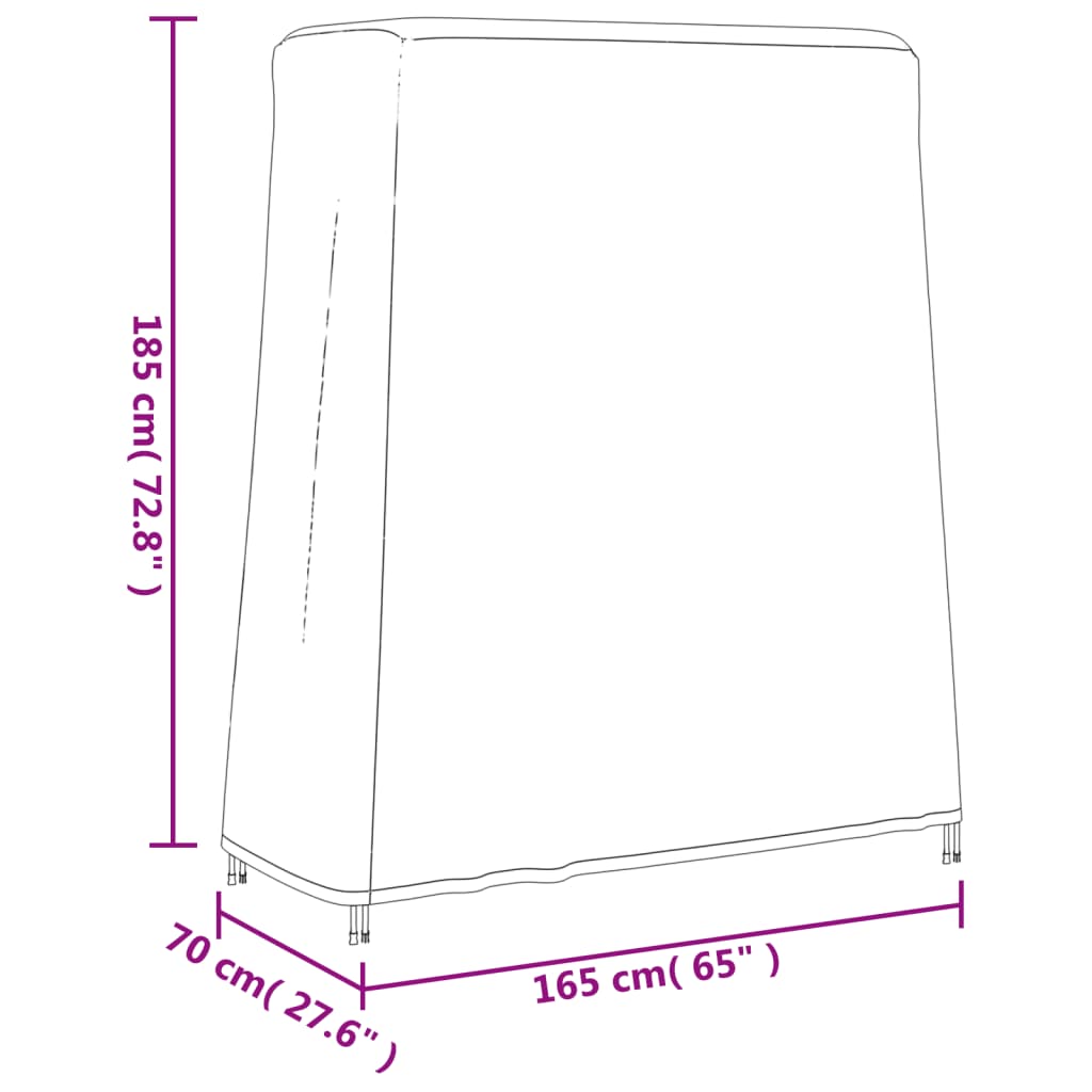 Hoes voor tafeltennistafel 165x70x185 cm 420D oxford stof zwart