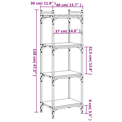 Boekenkast 4-laags 40x30x120 cm bewerkt hout zwart