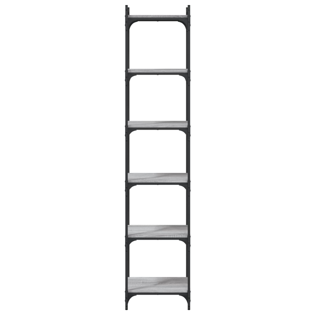 Boekenkast 6-laags 40x30x188 cm bewerkt hout grijs sonoma eiken