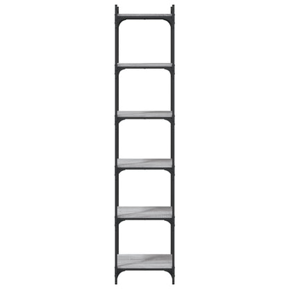 Boekenkast 6-laags 40x30x188 cm bewerkt hout grijs sonoma eiken