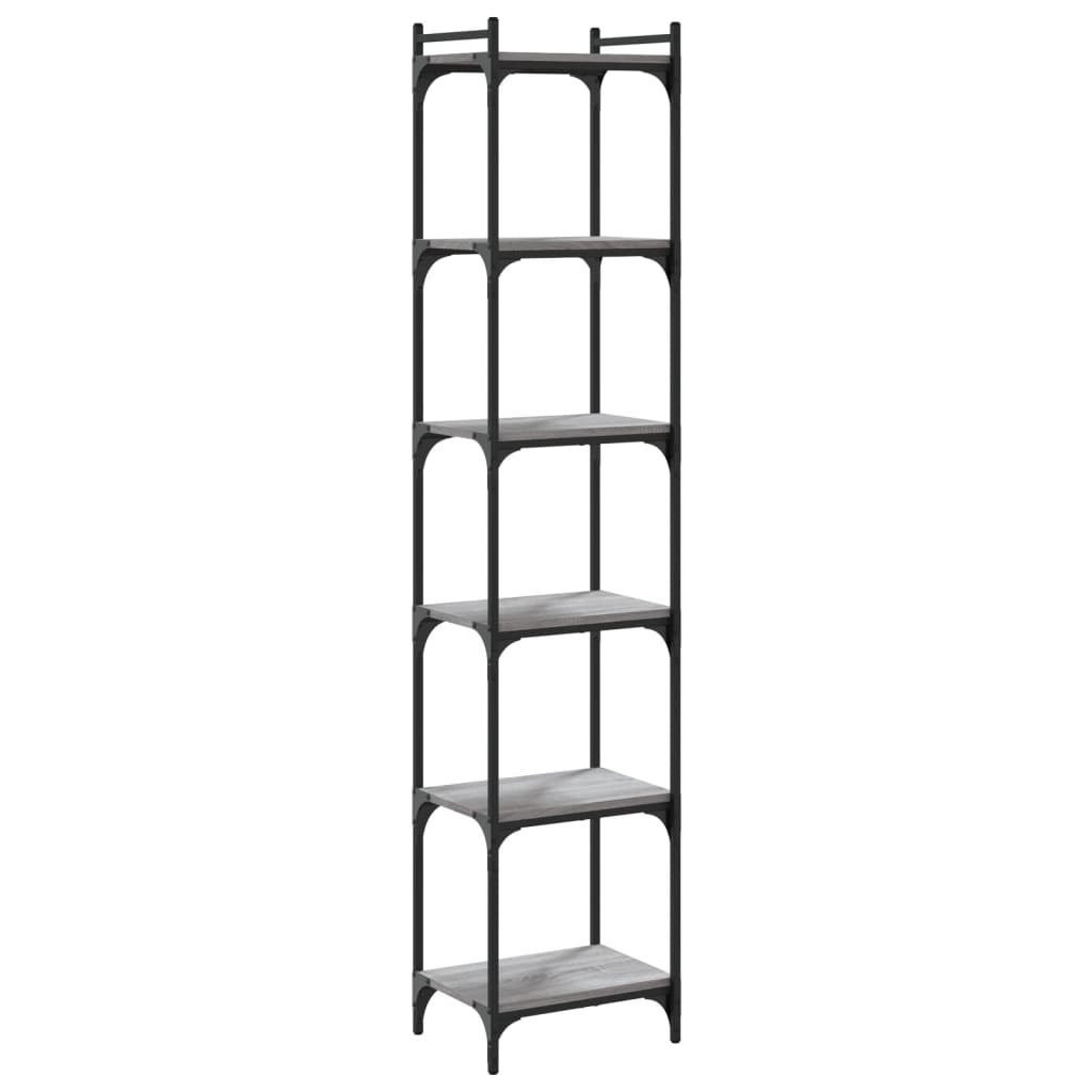 Boekenkast 6-laags 40x30x188 cm bewerkt hout grijs sonoma eiken