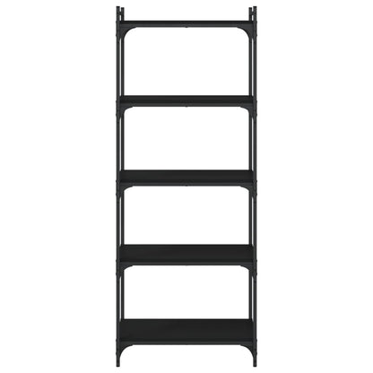 Boekenkast 5-laags 60x30x154 cm bewerkt hout zwart