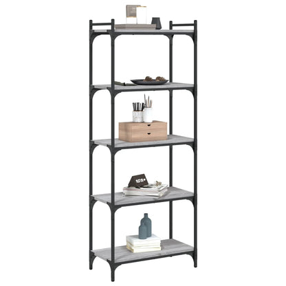 Boekenkast 5-laags 60x30x154 cm bewerkt hout grijs sonoma
