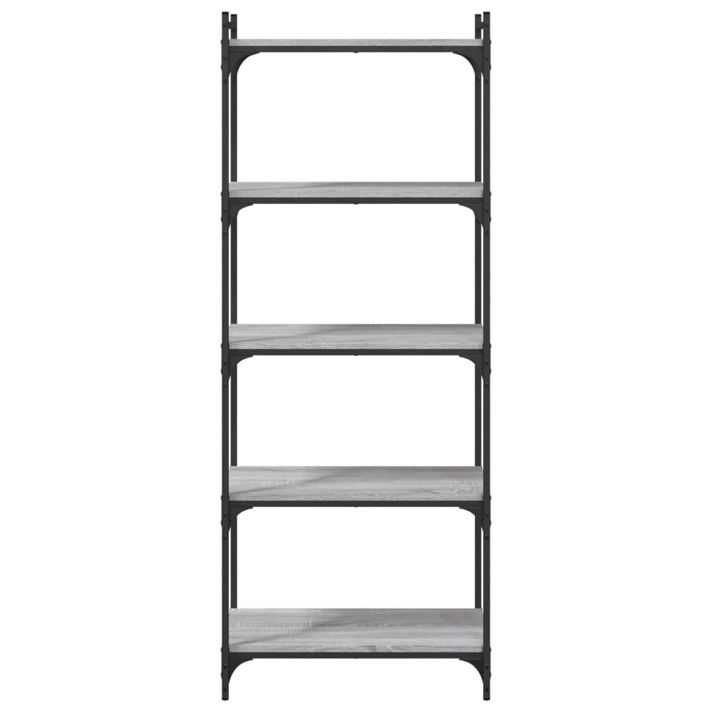 Boekenkast 5-laags 60x30x154 cm bewerkt hout grijs sonoma