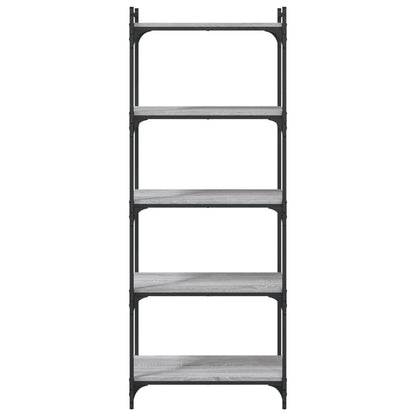 Boekenkast 5-laags 60x30x154 cm bewerkt hout grijs sonoma
