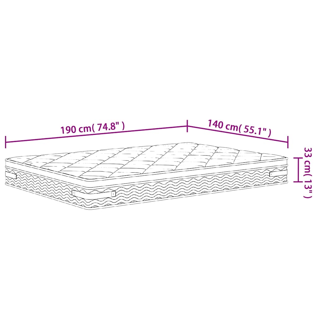 Pocketveringmatras middelhard-plus 140x190 cm