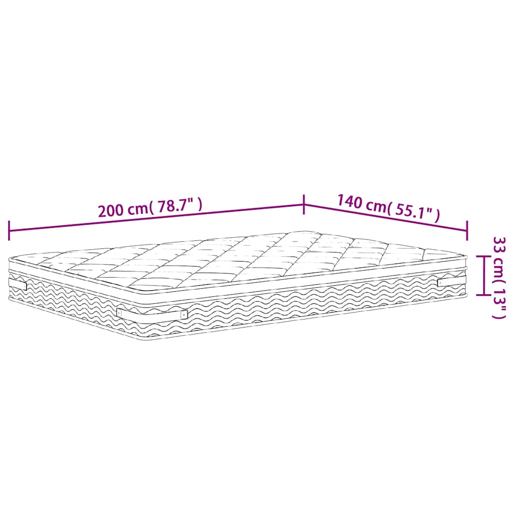 Pocketveringmatras middelhard-plus 140x200 cm