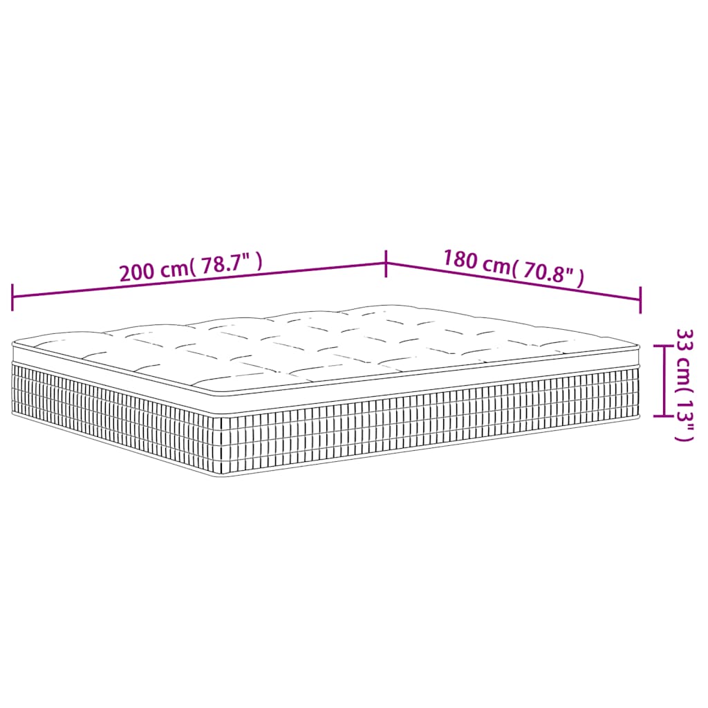 Pocketveringmatras middelhard-plus 180x200 cm