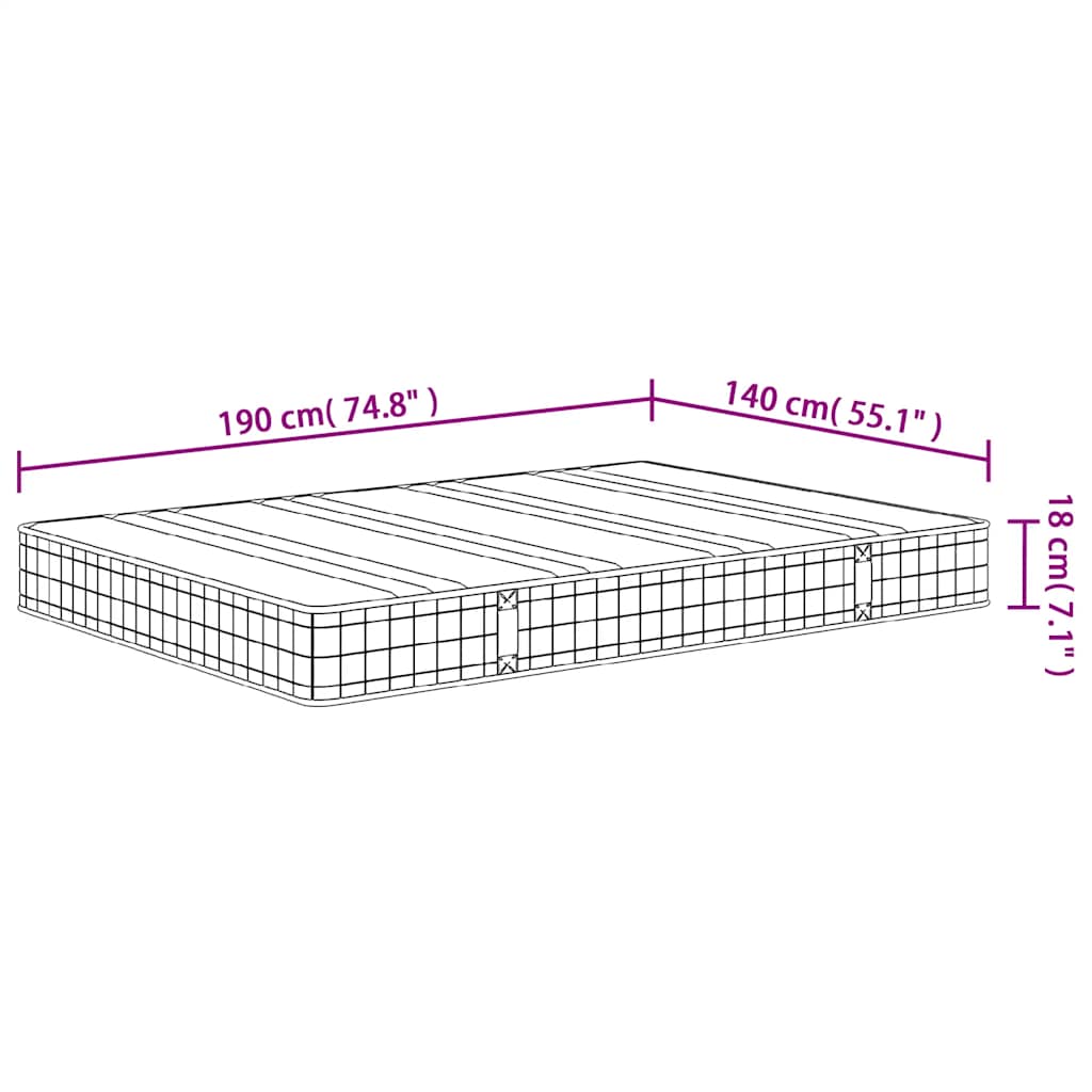Binnenveringmatras middelhard 140x190 cm