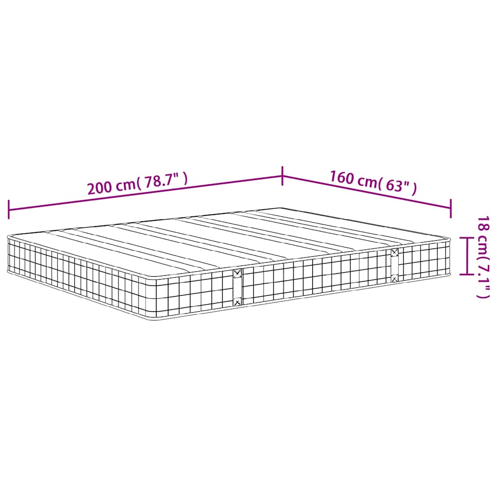 Binnenveringmatras middelhard 160x200 cm