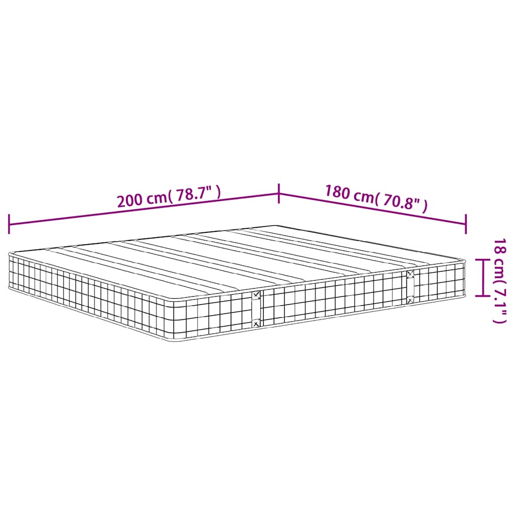 Binnenveringmatras middelhard 180x200 cm