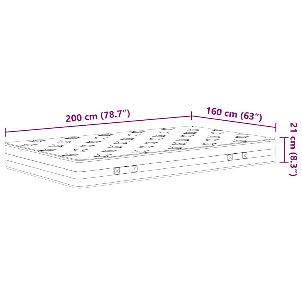 Binnenveringmatras middelhard 160x200 cm