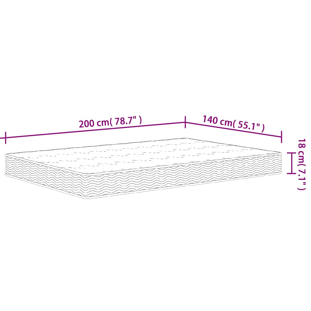 Binnenveringmatras middelhard 140x200 cm