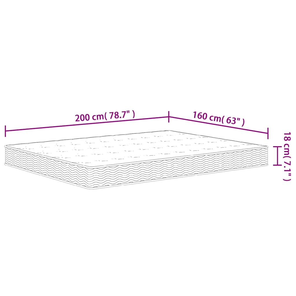 Binnenveringmatras middelhard 160x200 cm