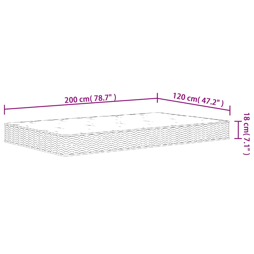Binnenveringmatras middelhard 120x200 cm