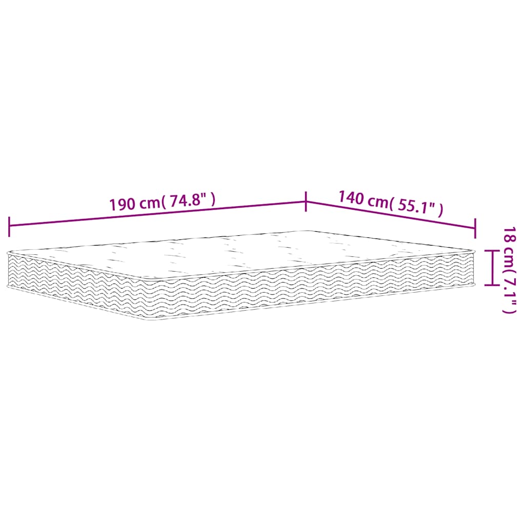 Binnenveringmatras middelhard 140x190 cm