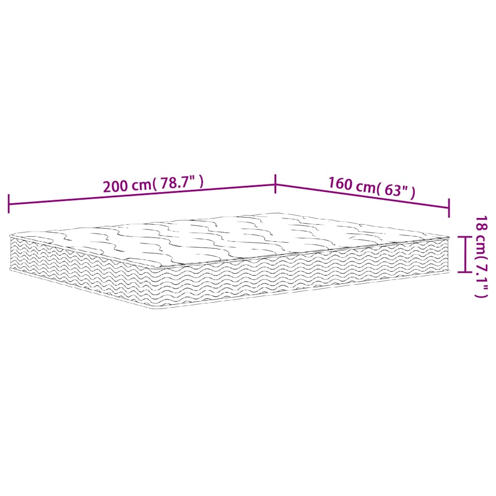 Binnenveringmatras middelhard 160x200 cm