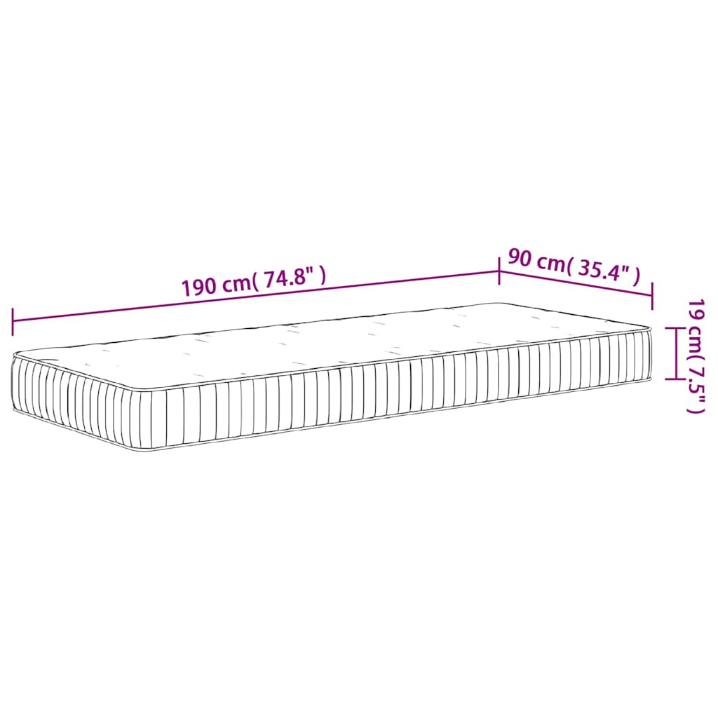 Pocketveringmatras middelhard 90x200 cm superkingsize