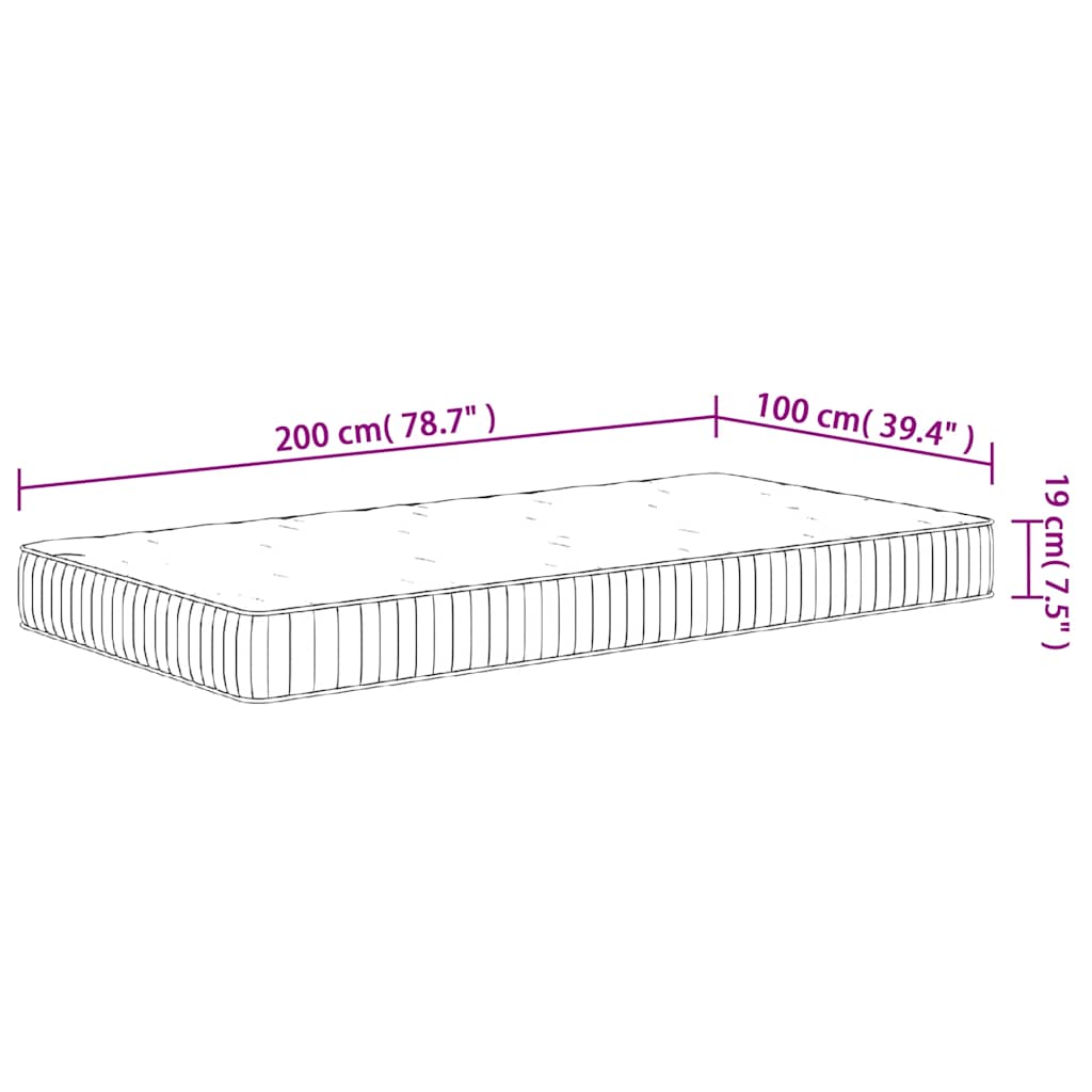 Pocketveringmatras middelhard 100x200 cm