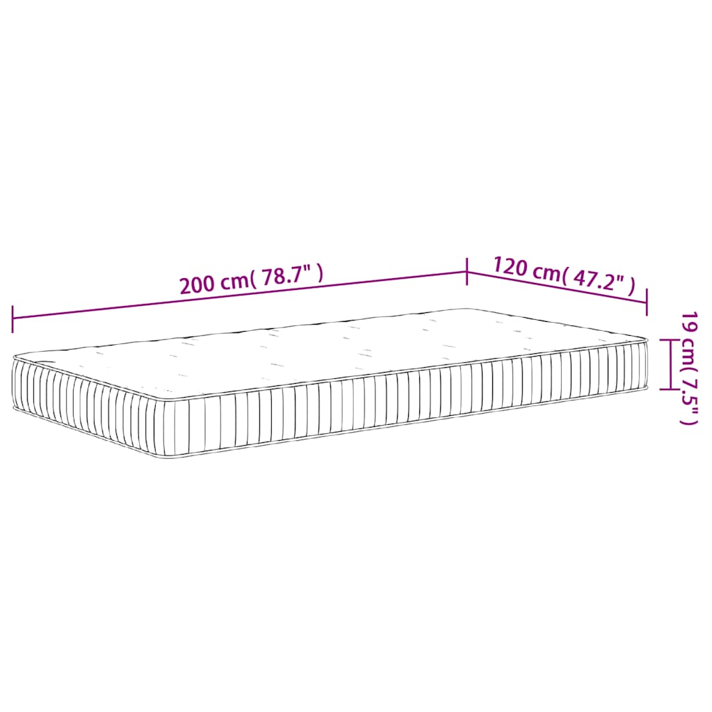 Pocketveringmatras middelhard 120x200 cm