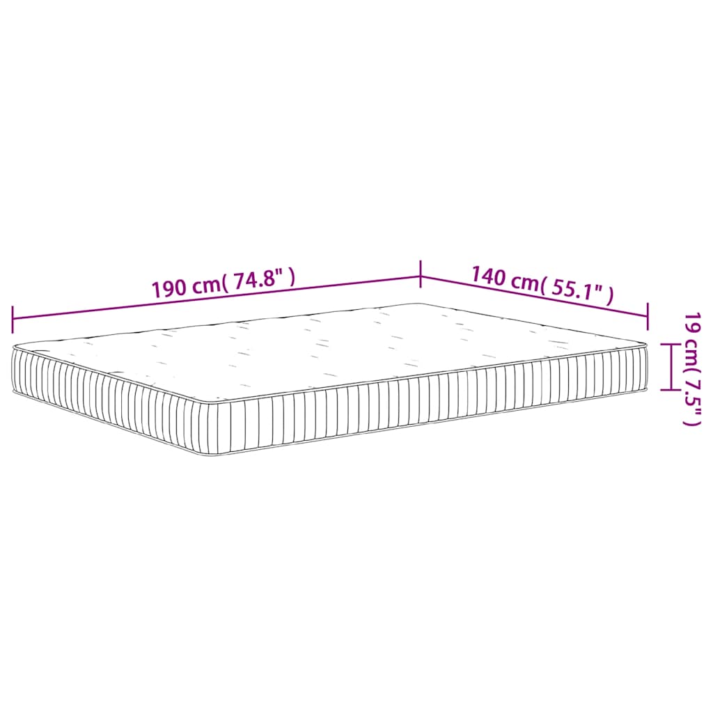 Pocketveringmatras middelhard 140x190 cm