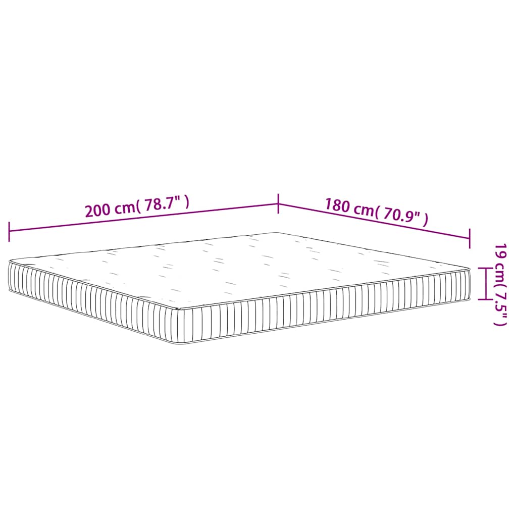 Pocketveringmatras middelhard 180x200 cm