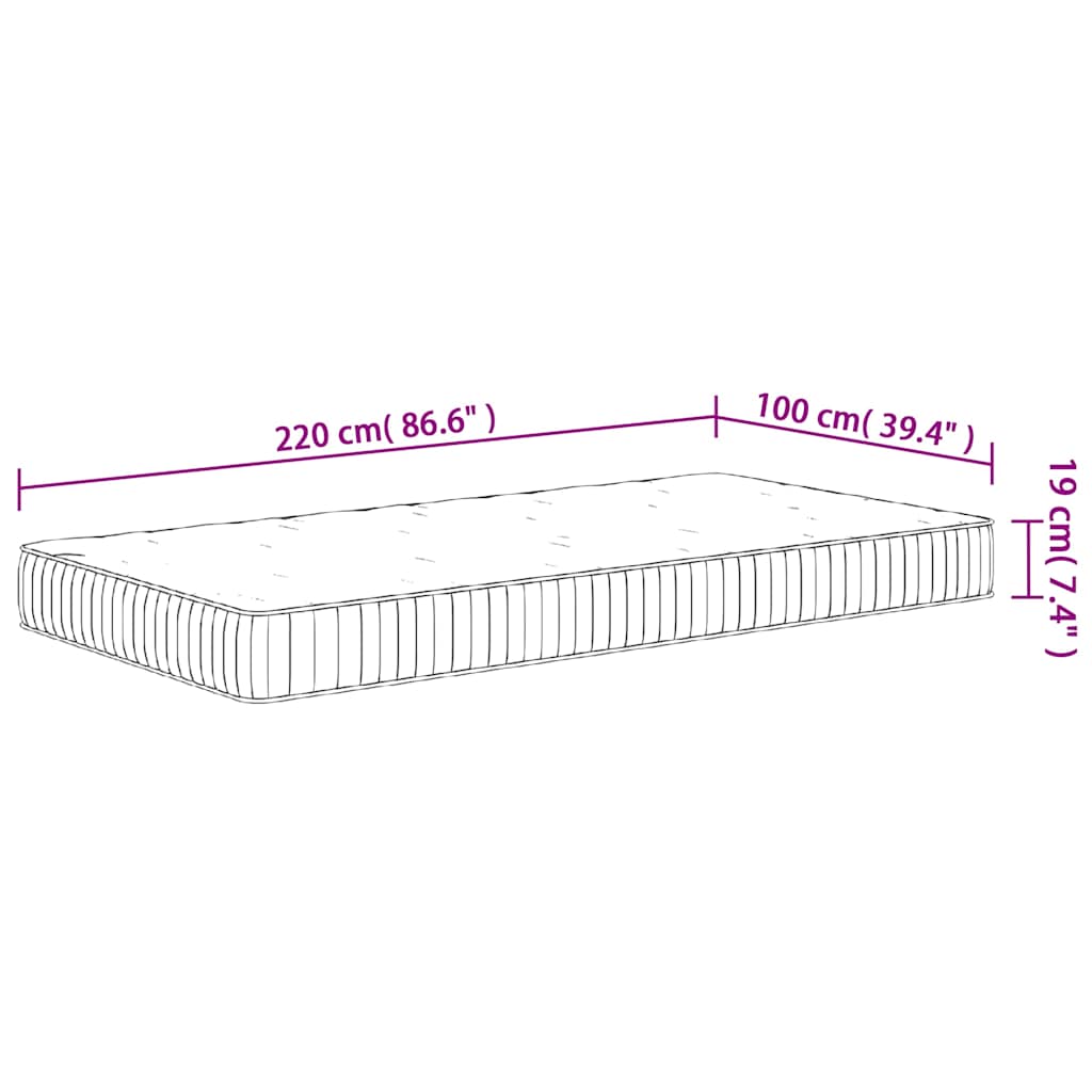 Pocketveringmatras middelhard 100x220 cm